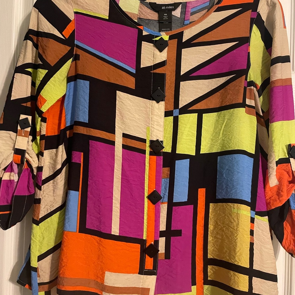 Ali Miles Multicolor Geometric Blouse
